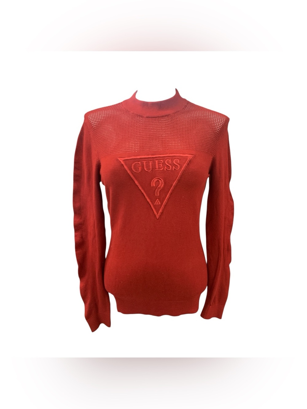 GUESS Red Embossed Logo Turtleneck Seater - Size L